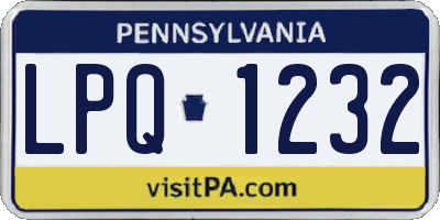 PA license plate LPQ1232