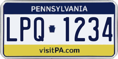 PA license plate LPQ1234