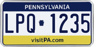 PA license plate LPQ1235