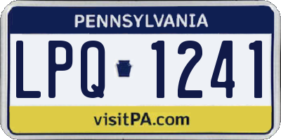 PA license plate LPQ1241