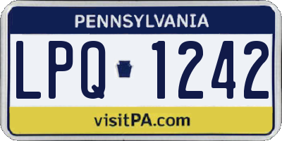 PA license plate LPQ1242