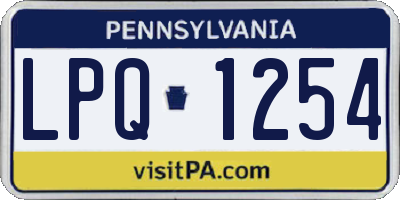 PA license plate LPQ1254
