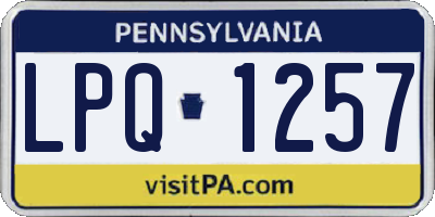 PA license plate LPQ1257