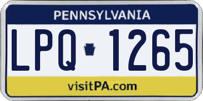 PA license plate LPQ1265