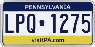 PA license plate LPQ1275