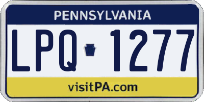 PA license plate LPQ1277