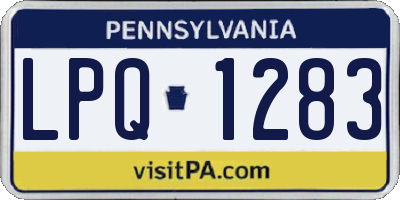 PA license plate LPQ1283