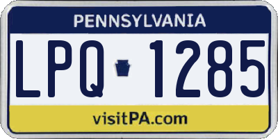 PA license plate LPQ1285