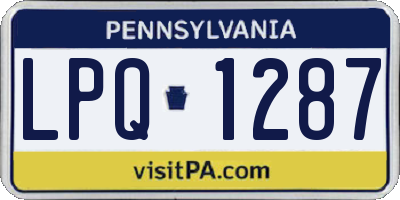 PA license plate LPQ1287