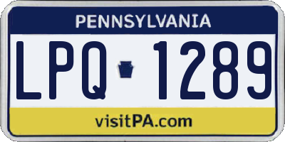 PA license plate LPQ1289