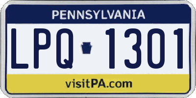 PA license plate LPQ1301