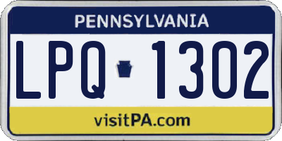 PA license plate LPQ1302