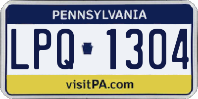 PA license plate LPQ1304