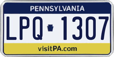 PA license plate LPQ1307