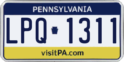 PA license plate LPQ1311