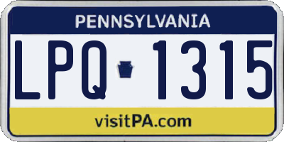 PA license plate LPQ1315