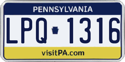 PA license plate LPQ1316