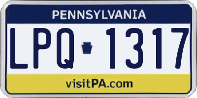 PA license plate LPQ1317
