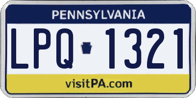 PA license plate LPQ1321