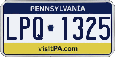 PA license plate LPQ1325