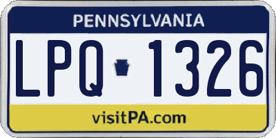 PA license plate LPQ1326