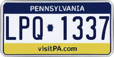 PA license plate LPQ1337