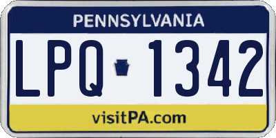 PA license plate LPQ1342