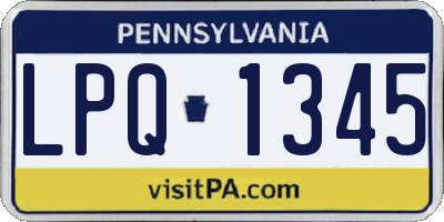 PA license plate LPQ1345