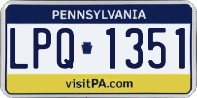 PA license plate LPQ1351