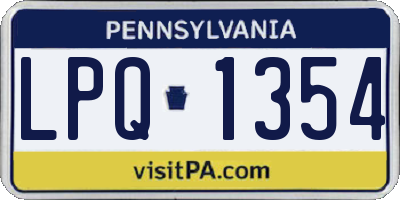 PA license plate LPQ1354