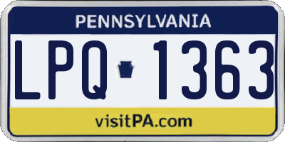 PA license plate LPQ1363