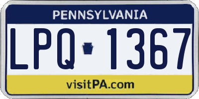 PA license plate LPQ1367