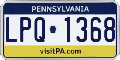PA license plate LPQ1368