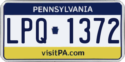 PA license plate LPQ1372