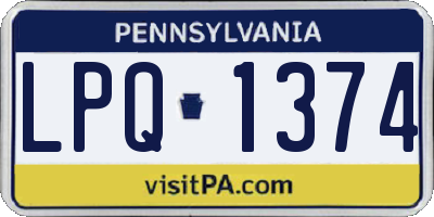 PA license plate LPQ1374