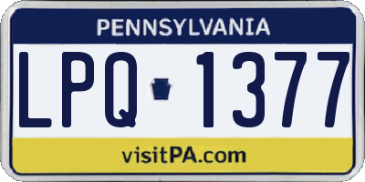 PA license plate LPQ1377