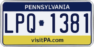 PA license plate LPQ1381