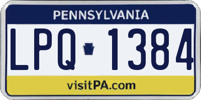 PA license plate LPQ1384