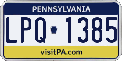 PA license plate LPQ1385
