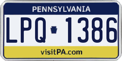 PA license plate LPQ1386
