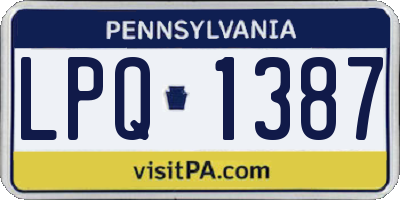 PA license plate LPQ1387
