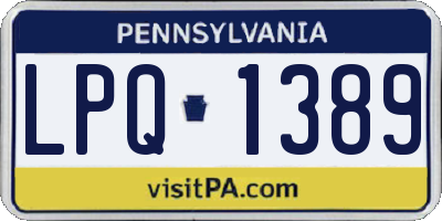 PA license plate LPQ1389