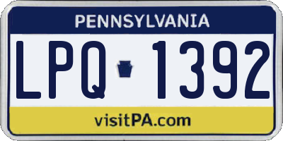 PA license plate LPQ1392
