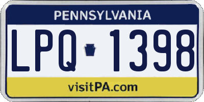 PA license plate LPQ1398