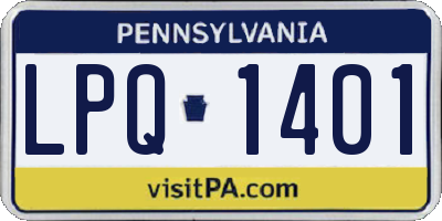 PA license plate LPQ1401