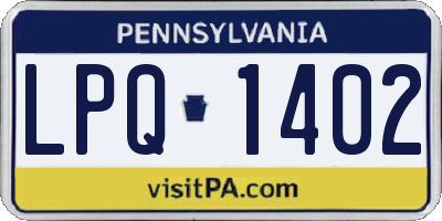 PA license plate LPQ1402