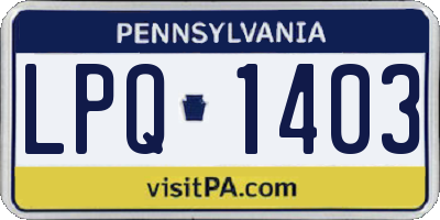 PA license plate LPQ1403