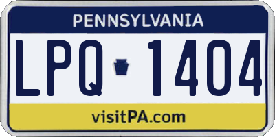 PA license plate LPQ1404