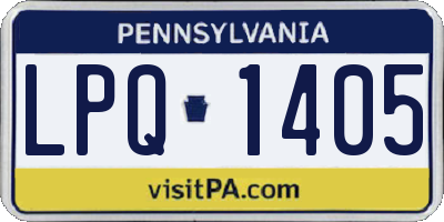 PA license plate LPQ1405