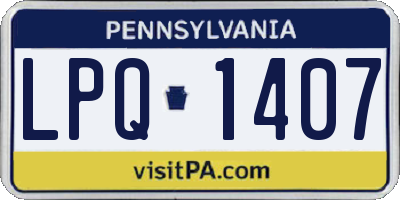 PA license plate LPQ1407